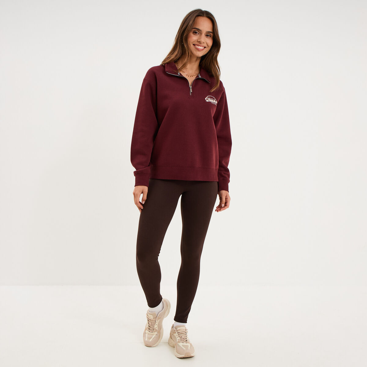 Legging taille haute marron fonc&eacute; femme