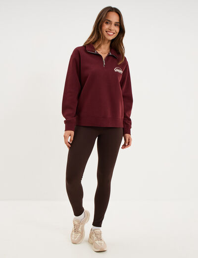 Legging taille haute marron fonc&eacute; femme