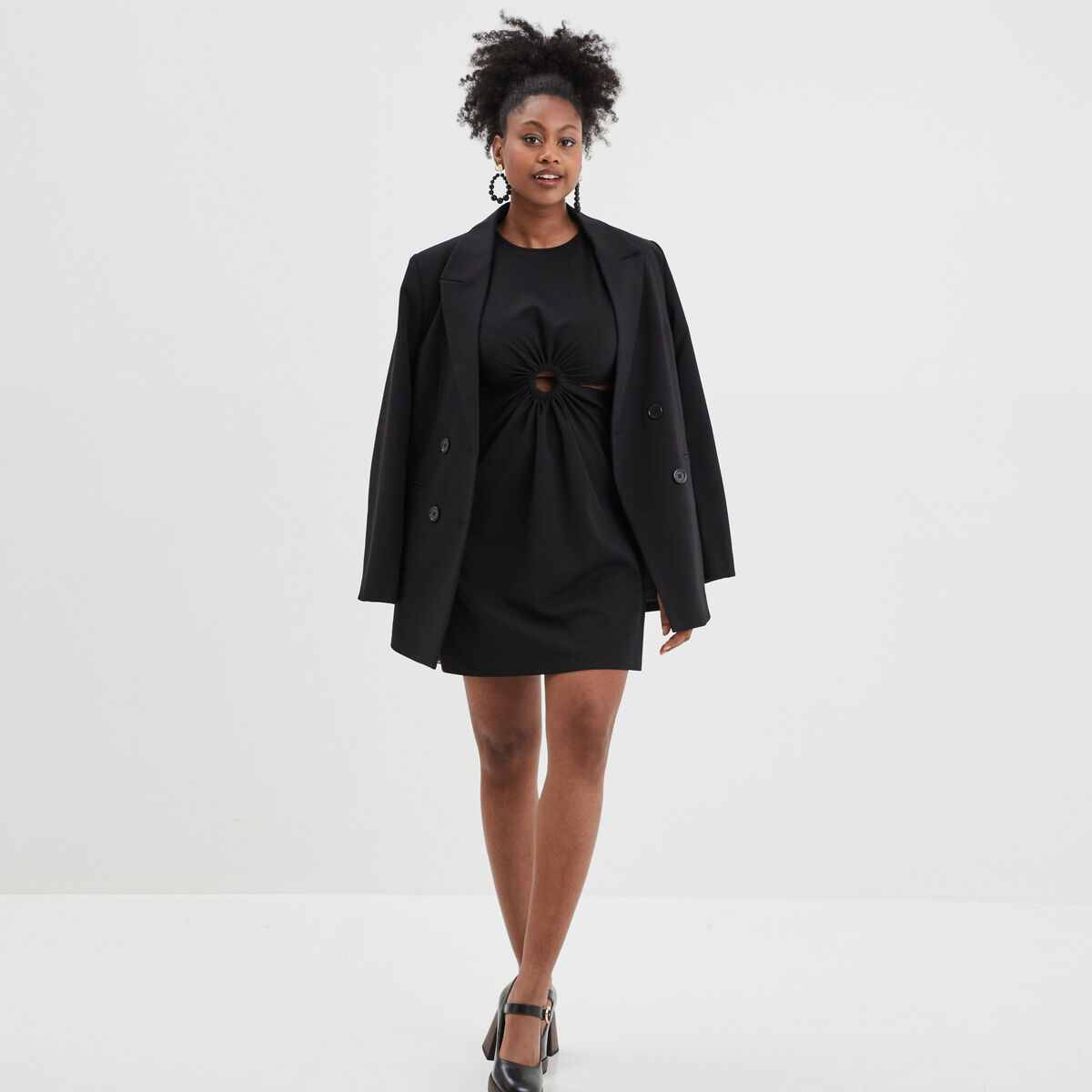Robe sans manches à ouvertures Mosquitos noir femme