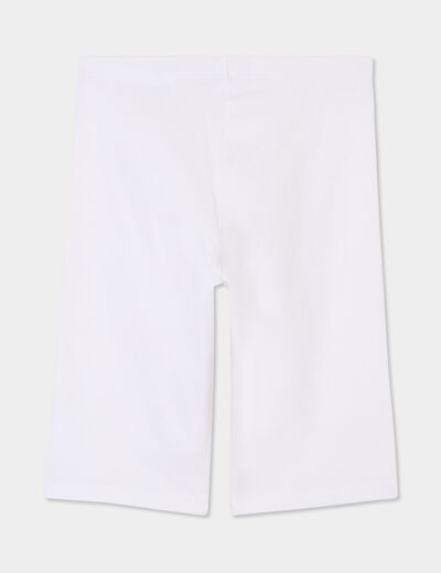 Legging cycliste coton taille élastiquée blanc fille