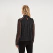 T-shirt fil m&eacute;tallis&eacute; col montant noir femme