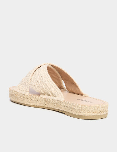 Mules effet tress&eacute; macram&eacute; blanc femme