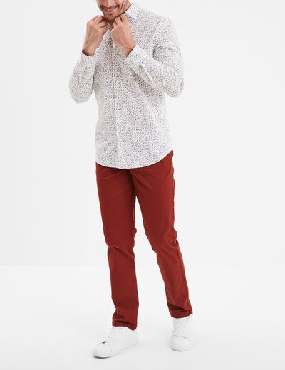 Chemise ajust&eacute;e manches longues ecru homme