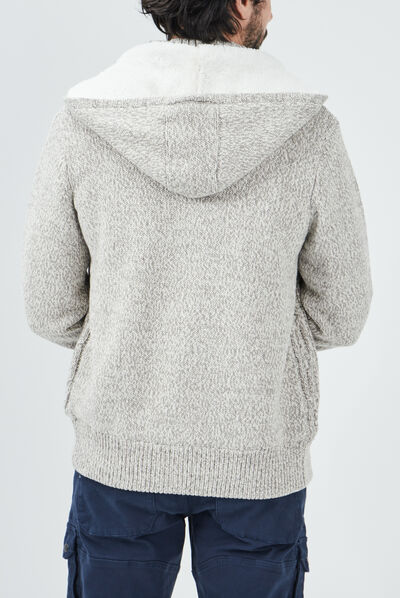 Gilet à capuche ivoire homme