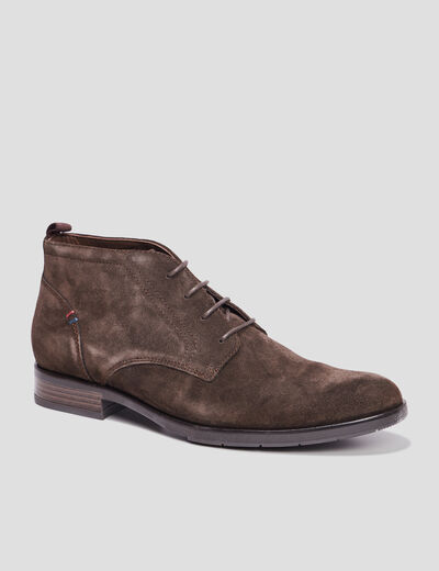 Boots à lacets en cuir marron homme