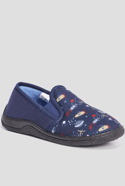 Chaussons emboîtant motif espace bleu marine garçon
