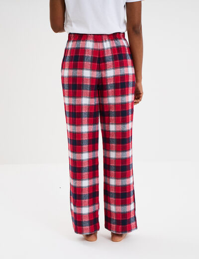Pantalon de pyjama en coton ajusable rouge femme