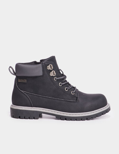 Boots crantées zippées Trappeur noir garçon