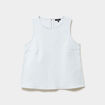 Blouse courte sans manches droite coton blanc femme