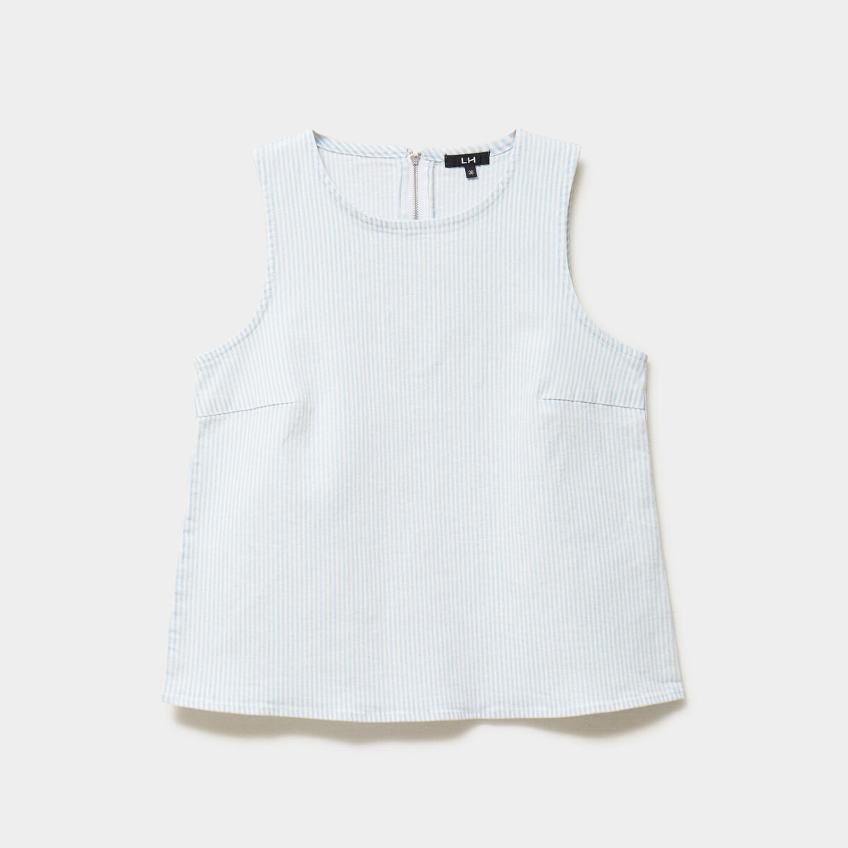 Blouse courte sans manches droite coton blanc femme