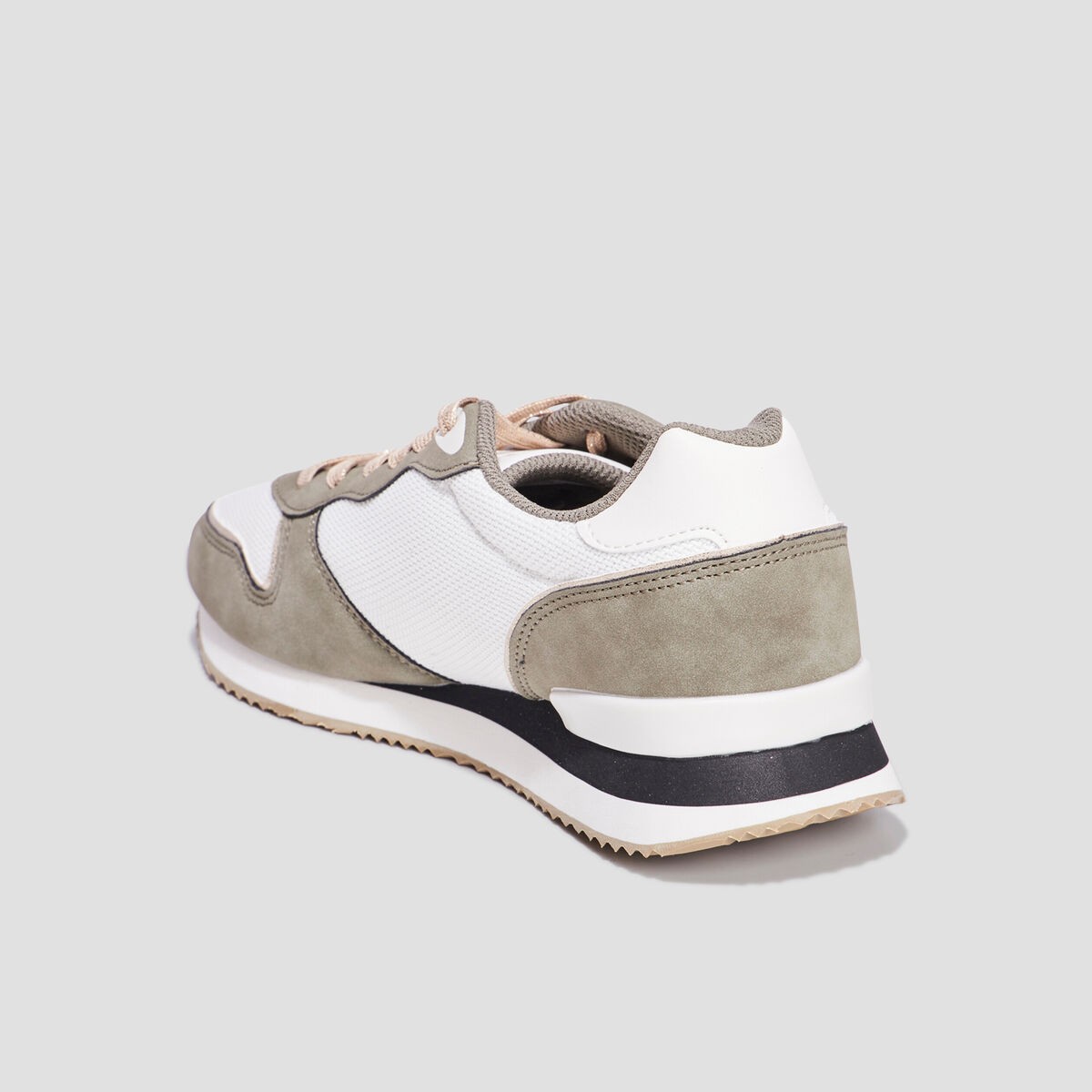 Baskets bi-mati&egrave;re &agrave; lacets Creeks vert kaki femme