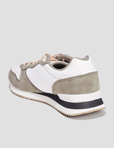 Baskets bi-mati&egrave;re &agrave; lacets Creeks vert kaki femme