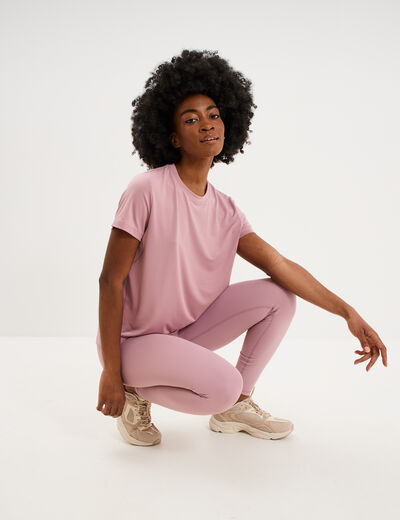 T-shirt de sport droit manches courtes mauve femme