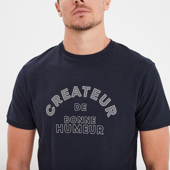 t shirt manches courtes coton creeks bleu fonce homme T-shirt manches courtes coton Creeks bleu foncé homme