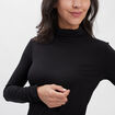 T-shirt manches longues col roulé noir femme