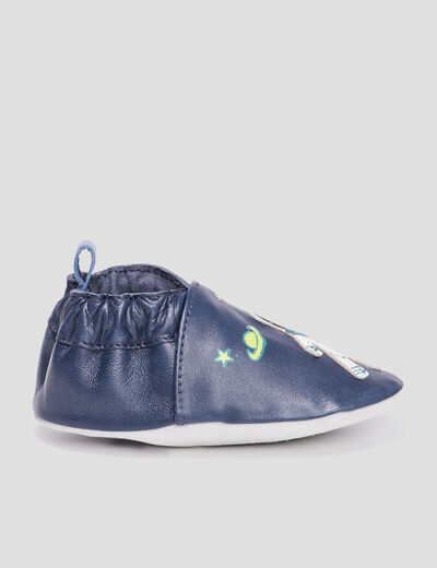 Bottillons en cuir bleu marine bébé garçon
