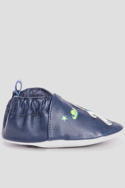 Bottillons en cuir bleu marine bébé garçon