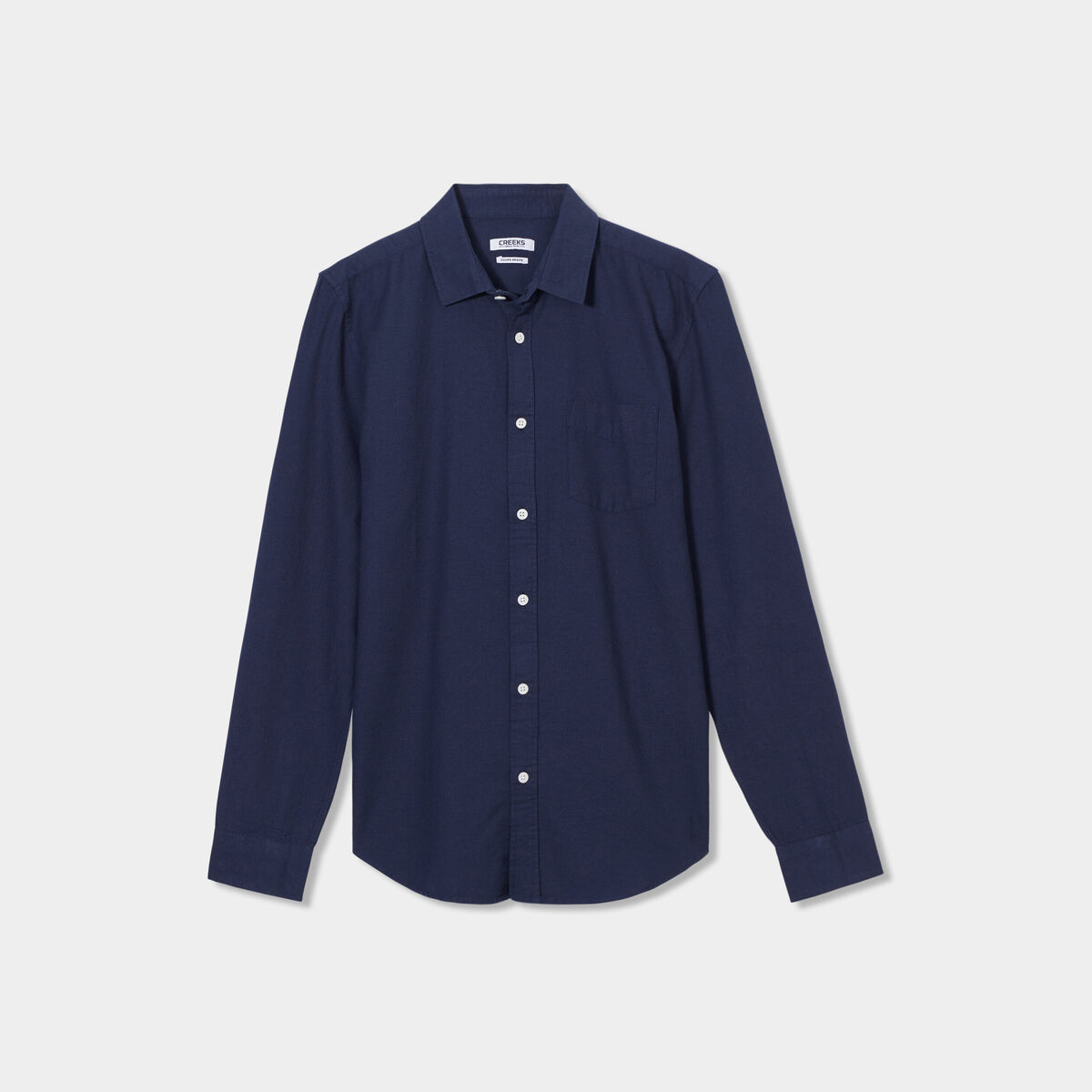 Chemise coton manches longues Creeks bleu marine homme