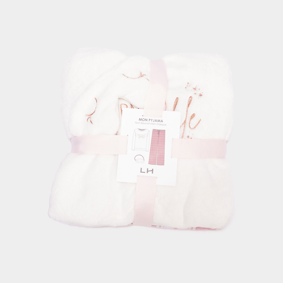Ensemble pyjama effet polaire 3 pi&egrave;ces rose femme