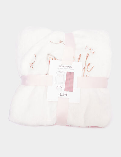 Ensemble pyjama effet polaire 3 pi&egrave;ces rose femme