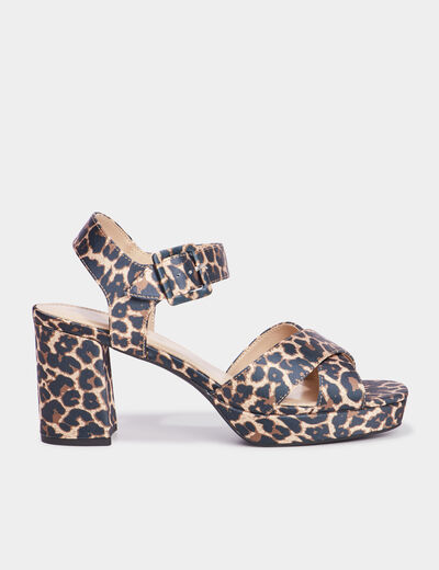 Sandales à talons carrés 7 cm Mosquitos multicolore femme