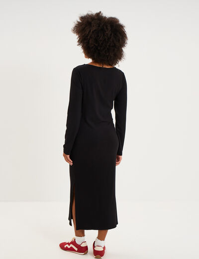 Robe longue c&ocirc;tel&eacute;e grossesse noir femme maternit&eacute;