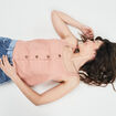 Blouse en lin bretelles larges vieux rose femme