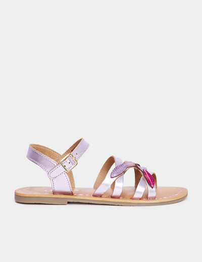 Sandales en cuir avec bride d'attache parme fille