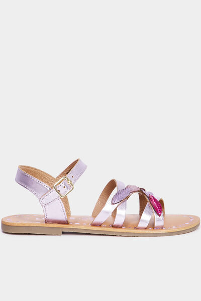 Sandales en cuir avec bride d'attache parme fille