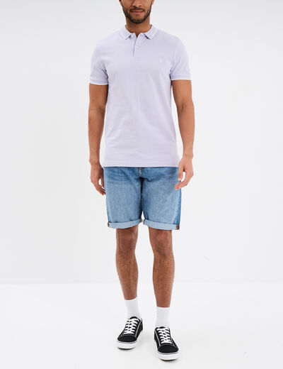 Polo manches courtes bords contrastés parme homme