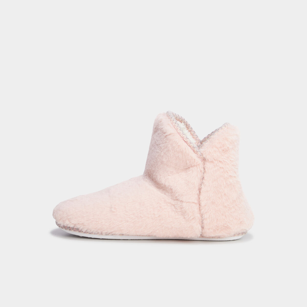 Chaussons bottines fausse fourrure rose femme