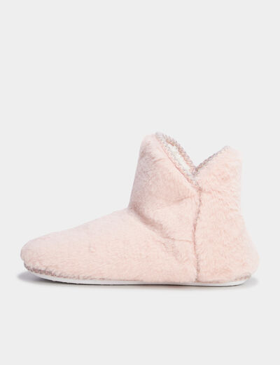 Chaussons bottines fausse fourrure rose femme