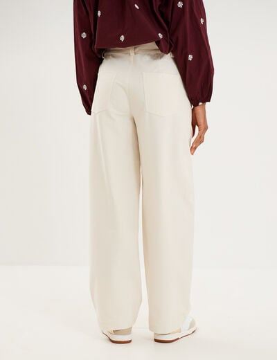 Pantalon ballon taille haute ecru femme