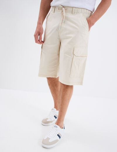 Bermuda cargo droit coton majoritaire beige homme