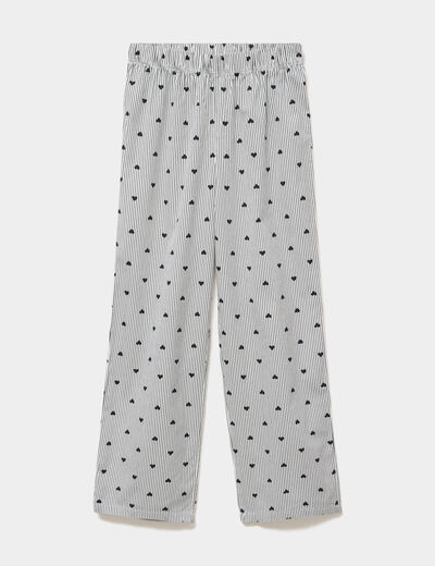 Pantalon de pyjama droit coton noir femme