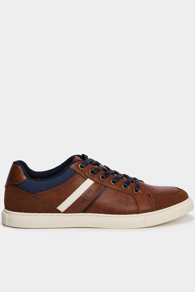 Baskets basses &agrave; lacets marron homme