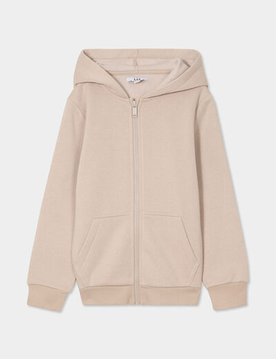 Sweat zippé à capuche et poches gris foncé garçon
