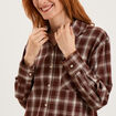 Chemise manches longues coton marron femme