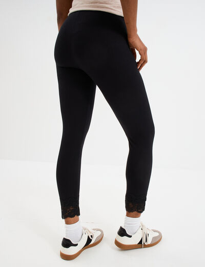 Legging 7/8ème avec dentelle noir femme