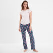 Ensemble pyjama col rond 2 pièces fluide bleu canard femme