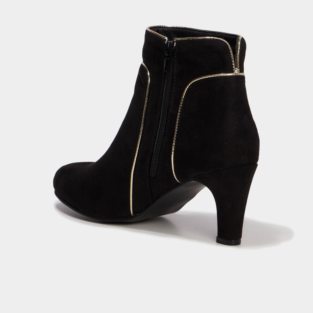 Bottines effet su&eacute;dine &agrave; talons noir femme