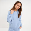 Sweat hoodie molleton &agrave; capuche bleu clair femme