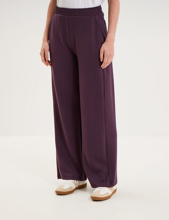 Pantalon de jogging large molletonn&eacute; violet fonc&eacute; femme