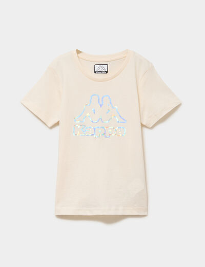 T-shirt manches courtes coton Kappa ivoire fille