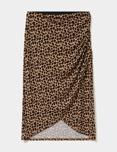 Jupe longue portefeuille beige femme