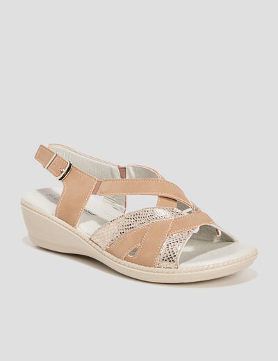 Sandales à talons compensés taupe femme