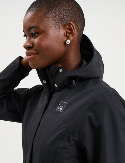 Coupe-vent imperm&eacute;able &agrave; capuche noir femme