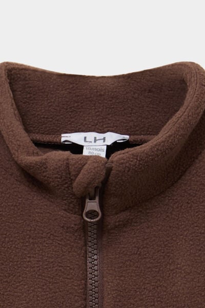 Ensemble effet polaire sweat et pantalon marron fonc&eacute; b&eacute;b&eacute; gar&ccedil;on