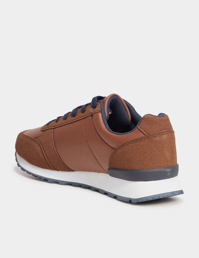 Baskets running &agrave; lacets marron homme