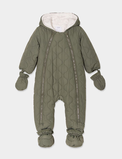 Combinaison pilote doublée à capuche vert kaki bébé garçon